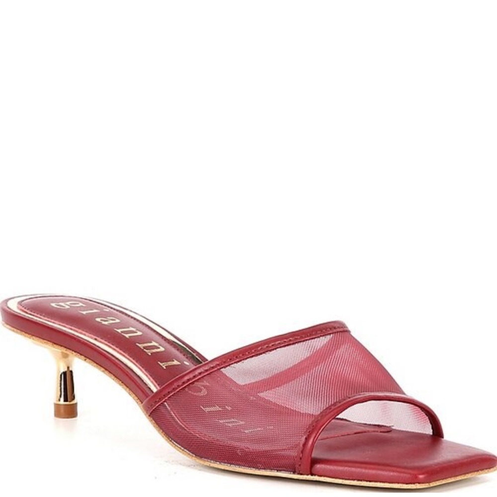 Gianni Bini Red Burgundy Mules with Block Heel Kitti